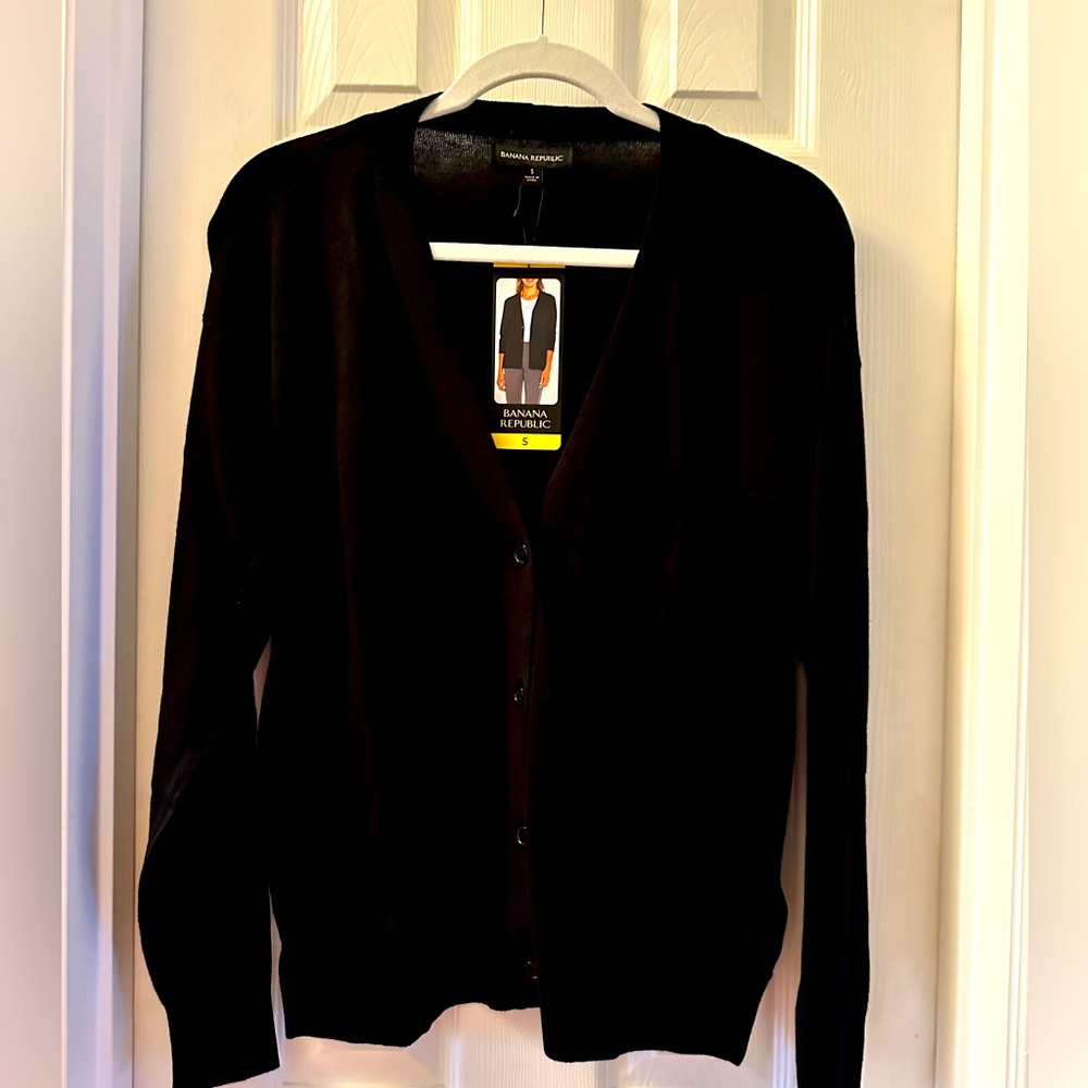 Banana Republic-NWT, Black Cardigan Sweater, Size S